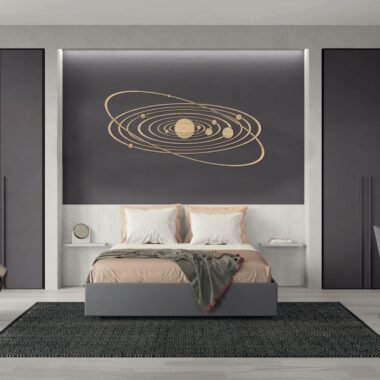 decorazione in legno serigrafato planetari
