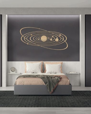 decorazione in legno serigrafato planetari