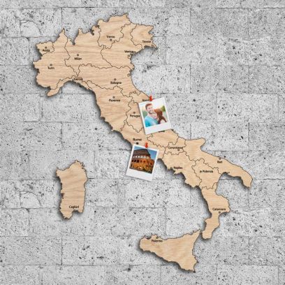 Quadro mappa Italia in legno colore legno chiaro