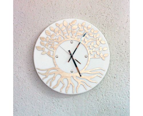 Orologio da parete albero della vita - bianco / legno naturale