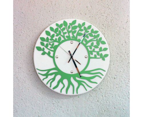 Orologio da parete albero della vita - bianco / verde