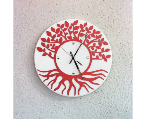 Orologio da parete albero della vita - Bianco / rosso