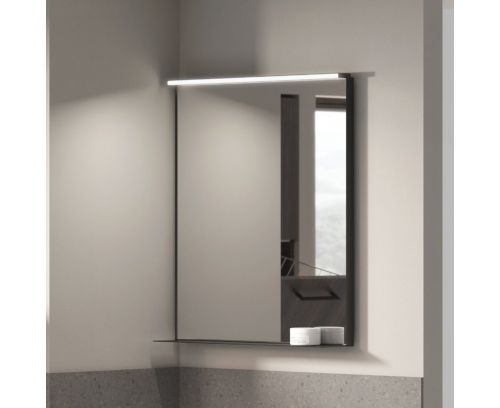 Specchio con cornice e mensola integrata in alluminio disponibile in 3 misure e 3 colori