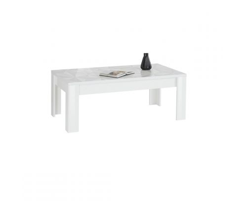 Tavolino linea Prisma in finitura Bianco Laccato Lucido Serigrafato