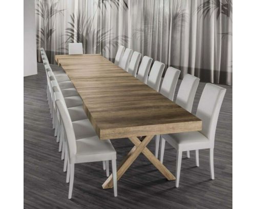 Tavolo in legno X5 rovere , bianco frassino e cemento allungo fino a 4,8mt