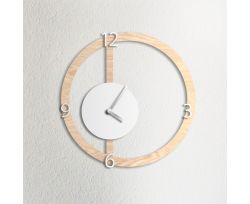 Orologio da parete HALO, effetto legno chiaro e bianco