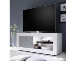 Porta Tv linea Basic colore Bianco lucido e Beton