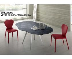 Tavolo Argo Eurosedia struttura cromo con vetro cemento